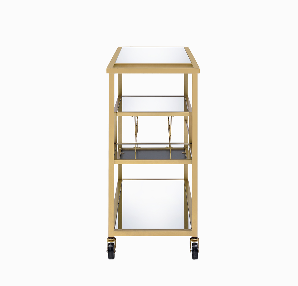 Classic Gold and Clear Glass Serving Cart