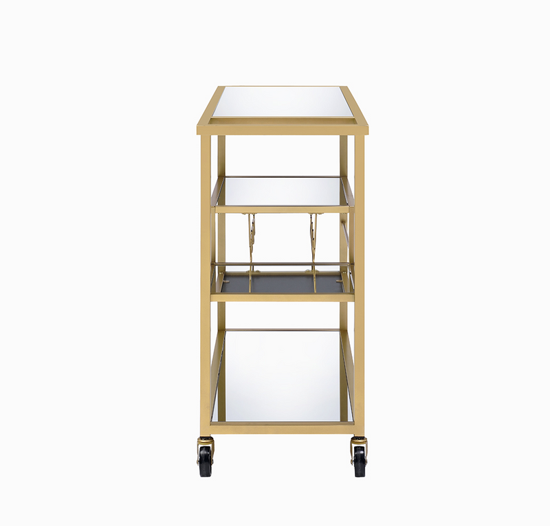 Classic Gold and Clear Glass Serving Cart