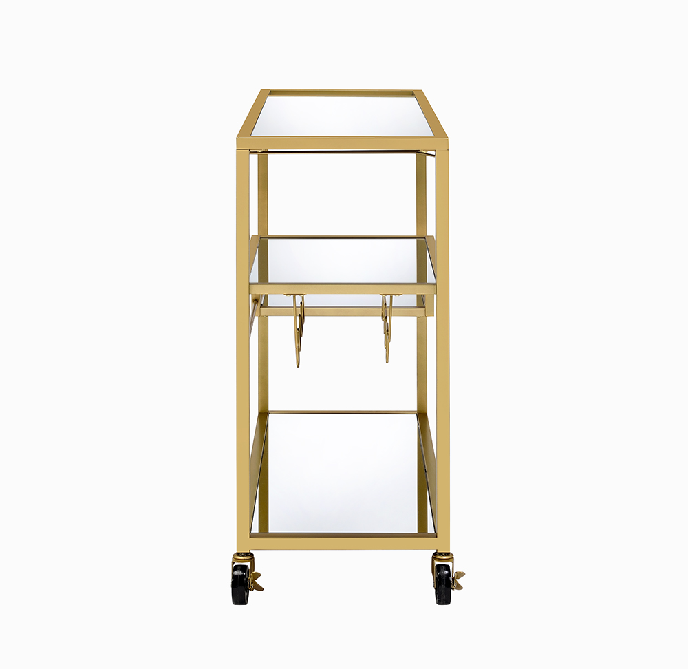 Classic Gold and Clear Glass Serving Cart