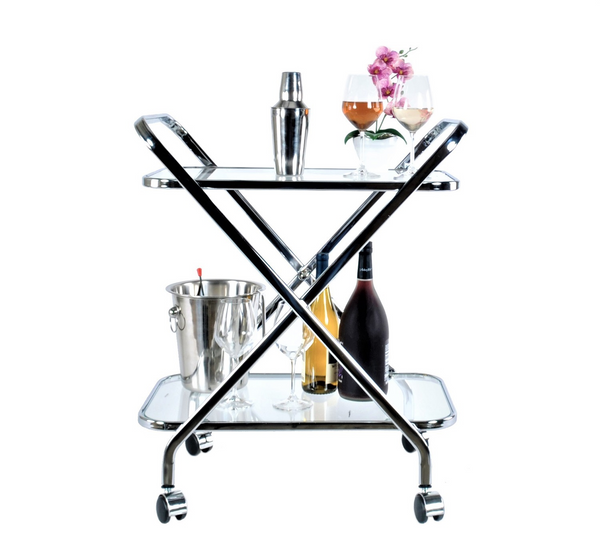 Chrome X-Shape  Bar Cart