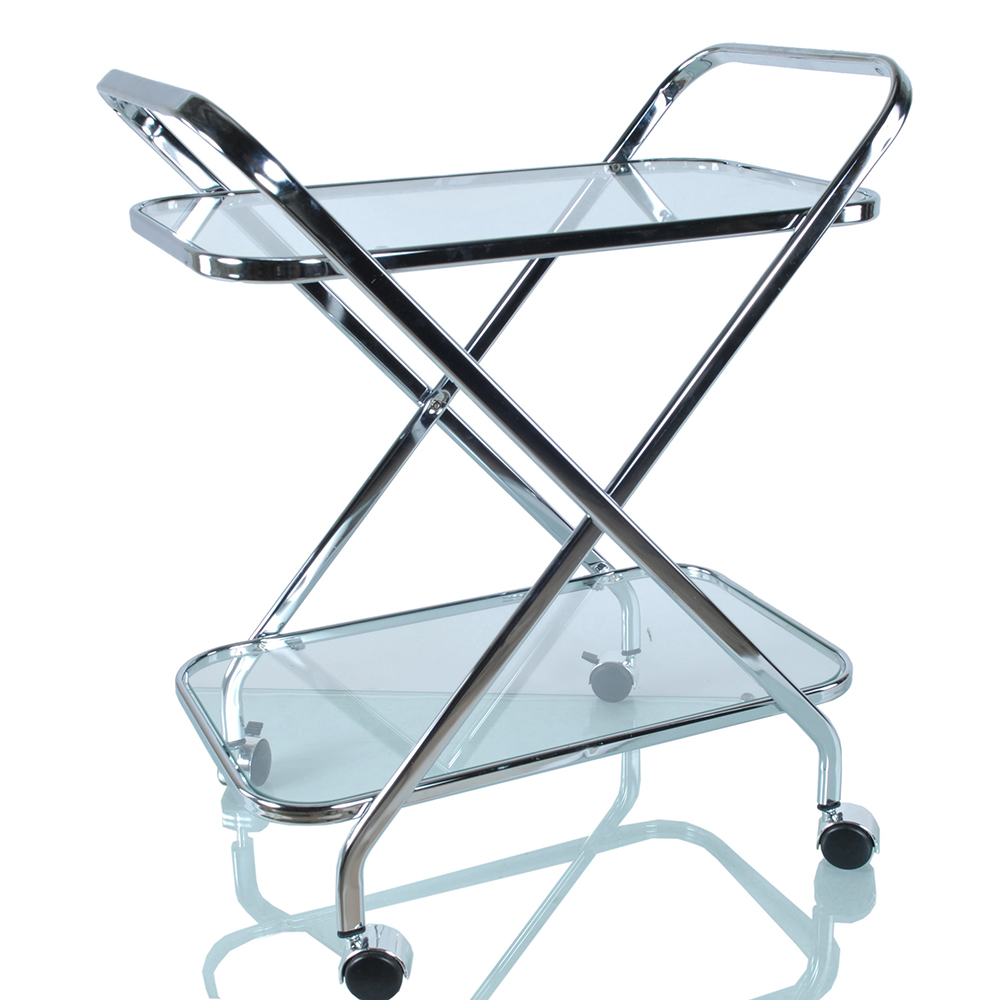 Chrome X-Shape  Bar Cart