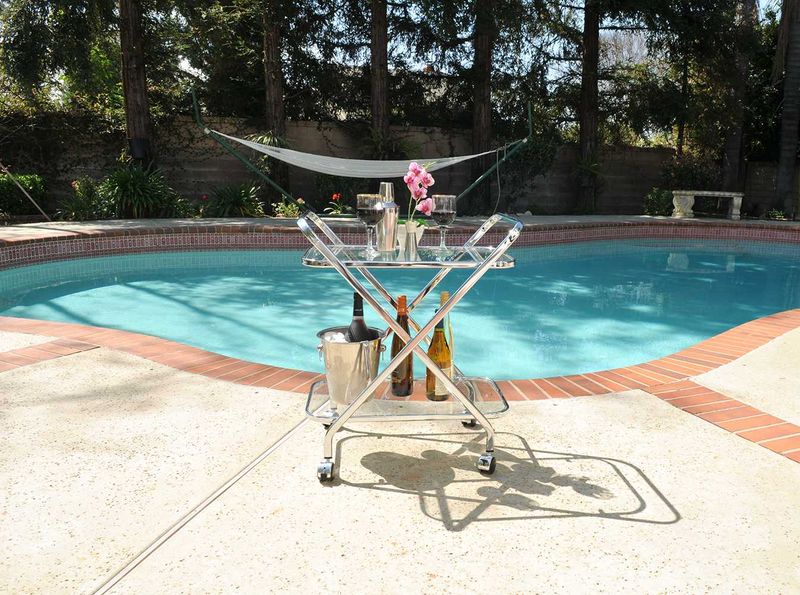 Chrome X-Shape  Bar Cart