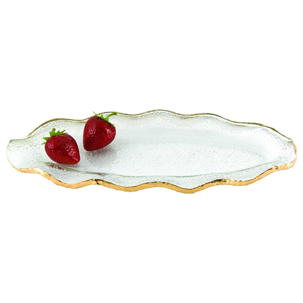 Mouth Blown Wavy Edge Gold Leaf Platter