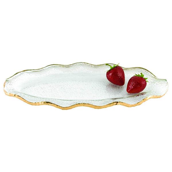 Mouth Blown Wavy Edge Gold Leaf Platter