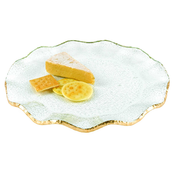 Mouth Blown Wavy Edge Gold Leaf Platter or Charger