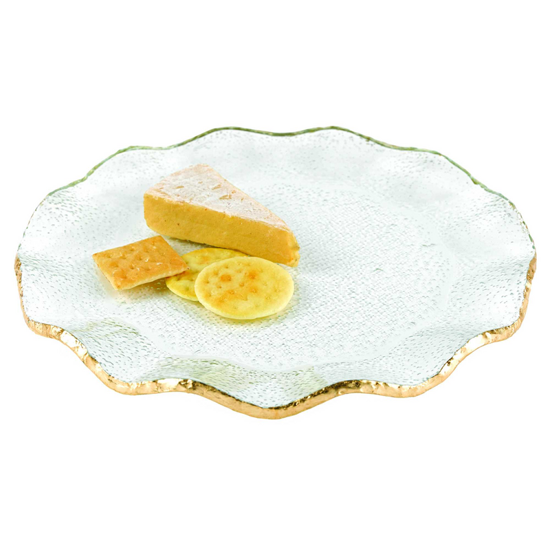 Mouth Blown Wavy Edge Gold Leaf Platter or Charger