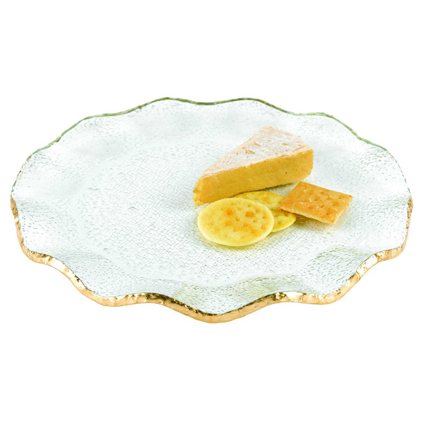 Mouth Blown Wavy Edge Gold Leaf Platter or Charger