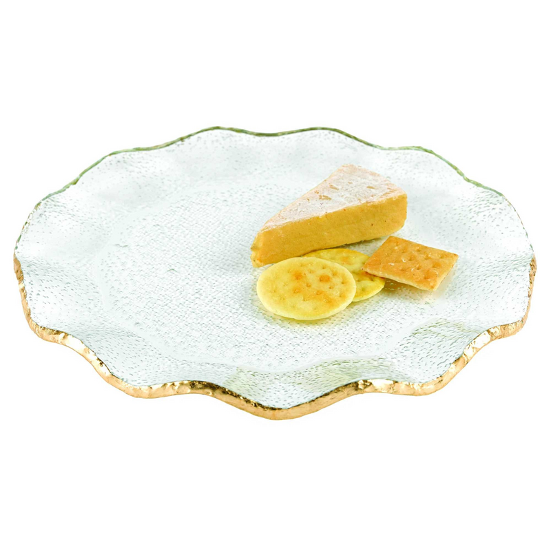 Mouth Blown Wavy Edge Gold Leaf Platter or Charger