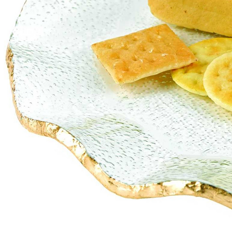 Mouth Blown Wavy Edge Gold Leaf Platter or Charger