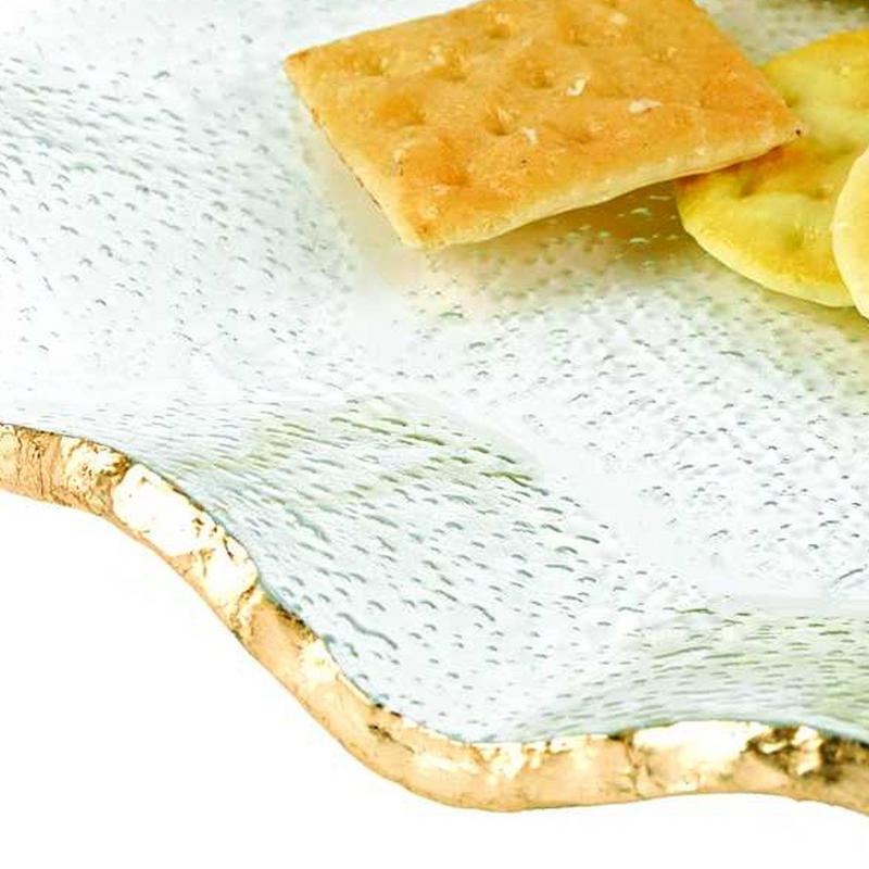 Mouth Blown Wavy Edge Gold Leaf Platter or Charger