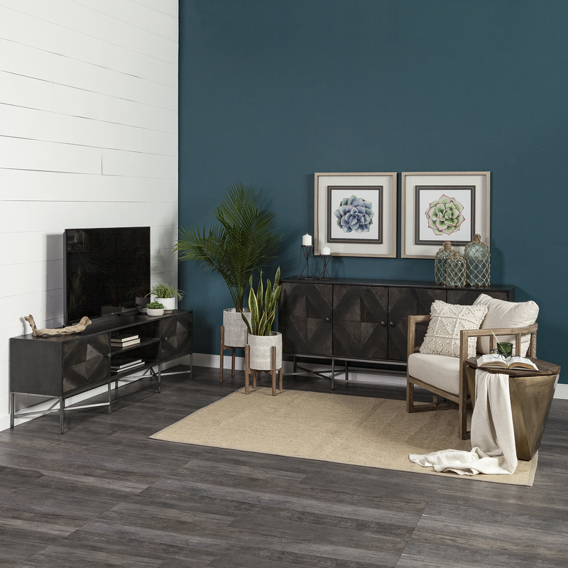 Drewberry Dark Brown Solid Mango Wood Finish Sideboard With 4 Cabinet Doors