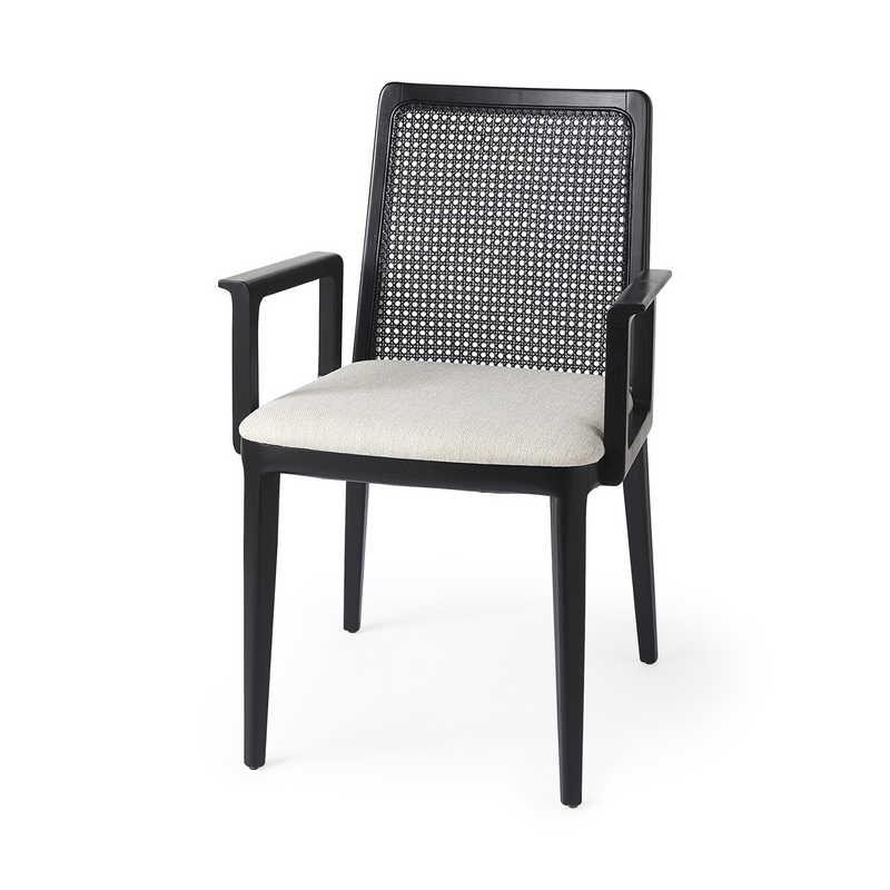 Cane Black/Cream Dining Armchair