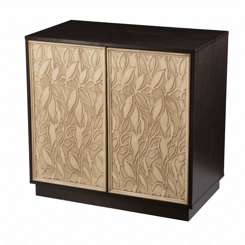 Brown and Cream Sculptural Leaf Accent Sideboard
