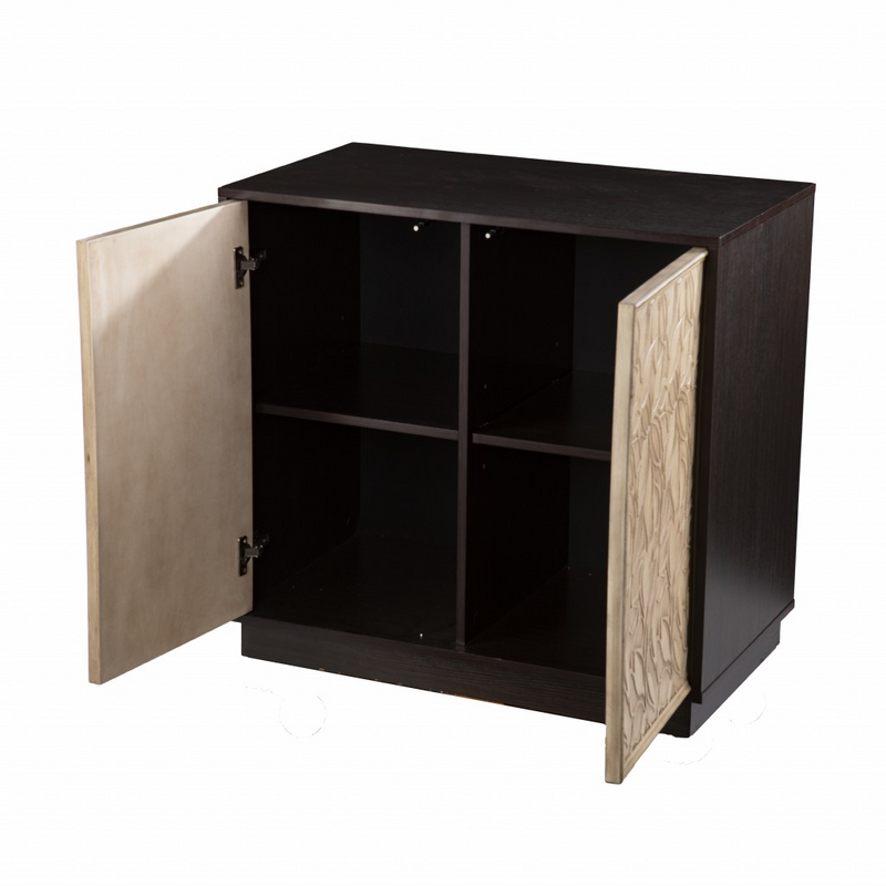 Brown and Cream Sculptural Leaf Accent Sideboard