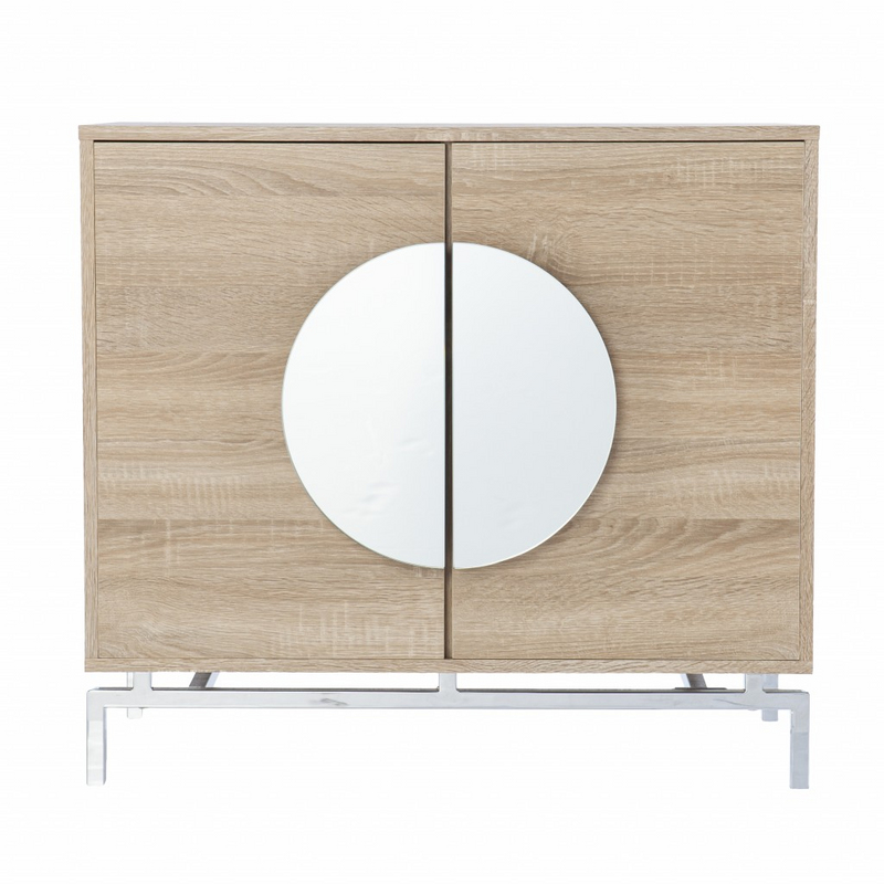 Mira Mirrored Circle Double Door Bar Cabinet
