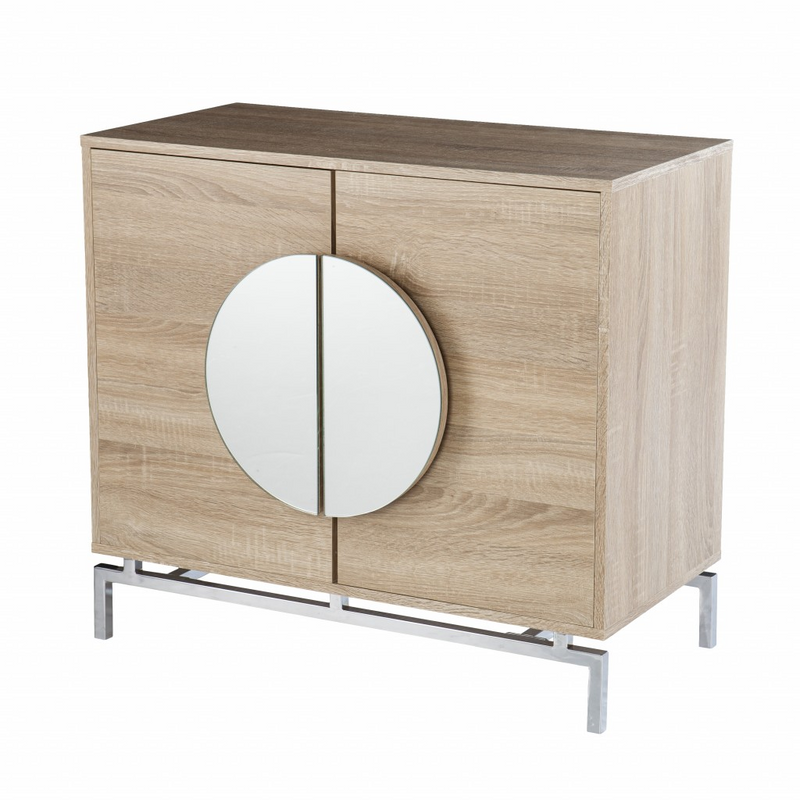 Mira Mirrored Circle Double Door Bar Cabinet