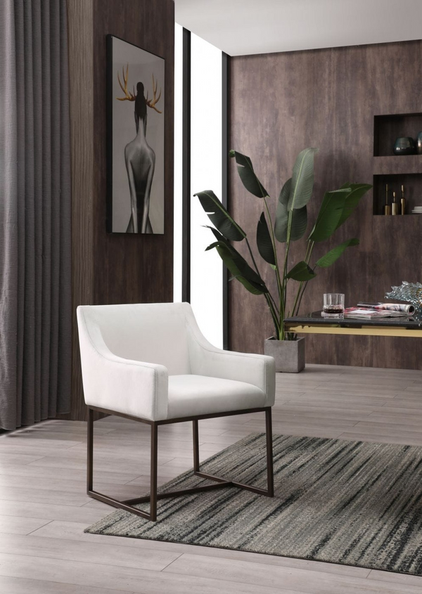 Beatrice Beige Velvet Antique Brass Dining Chair