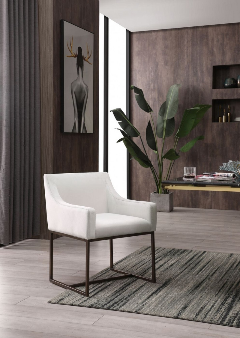 Beatrice Beige Velvet Antique Brass Dining Chair