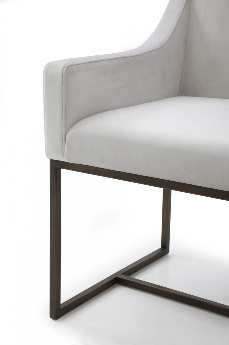 Beatrice Beige Velvet Antique Brass Dining Chair