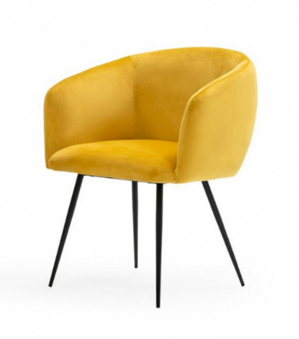 Marigold Yellow Velvet Modern Dining Chair