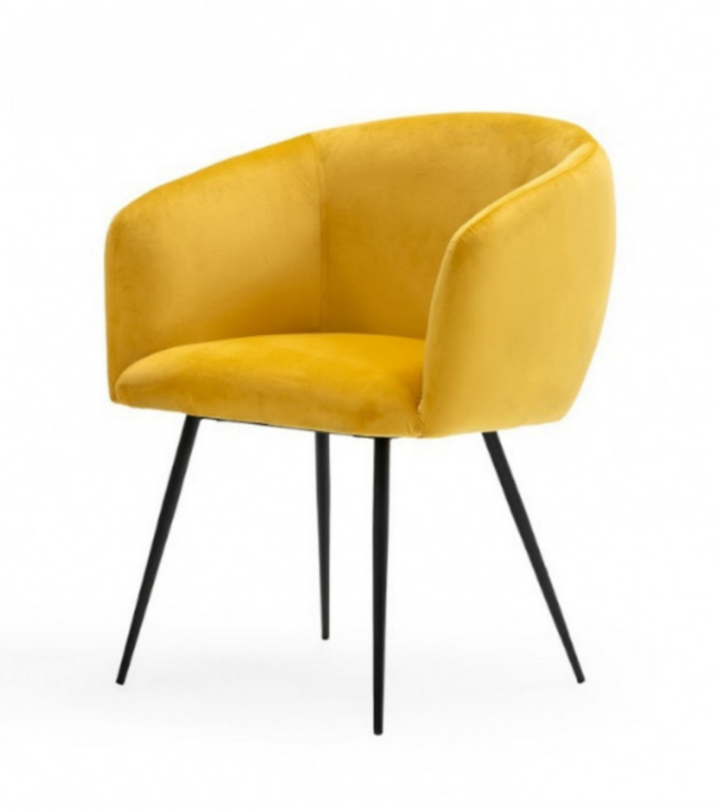 Marigold Yellow Velvet Modern Dining Chair
