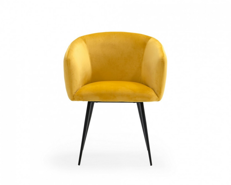 Marigold Yellow Velvet Modern Dining Chair