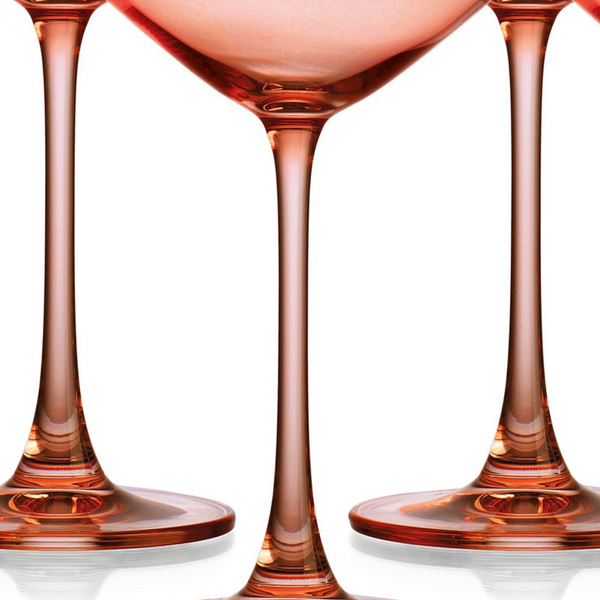 Translucent Blush Coral Coupe Glasses Set of 4