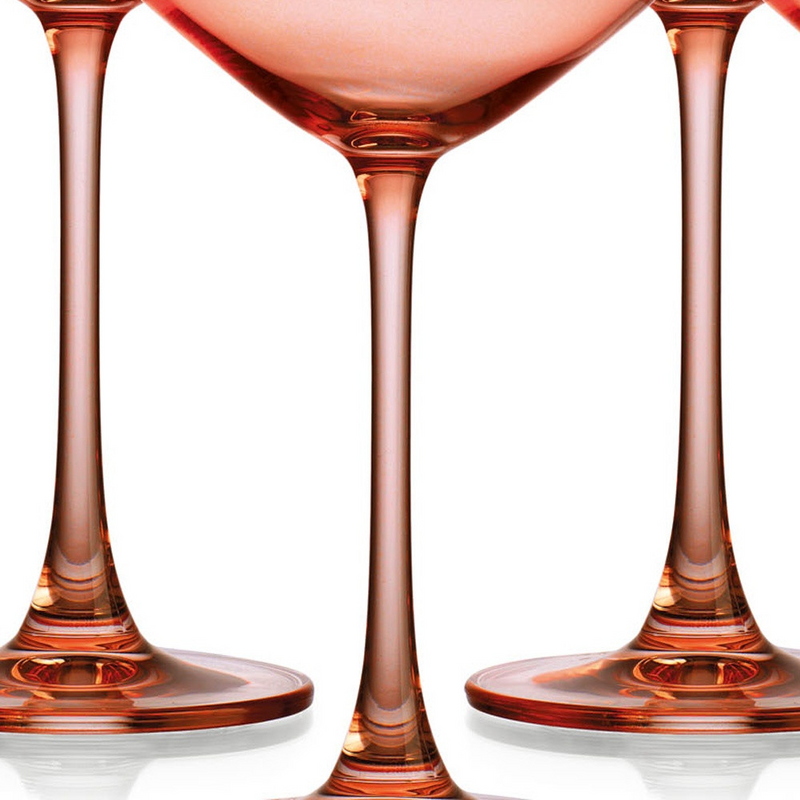 Translucent Blush Coral Coupe Glasses Set of 4