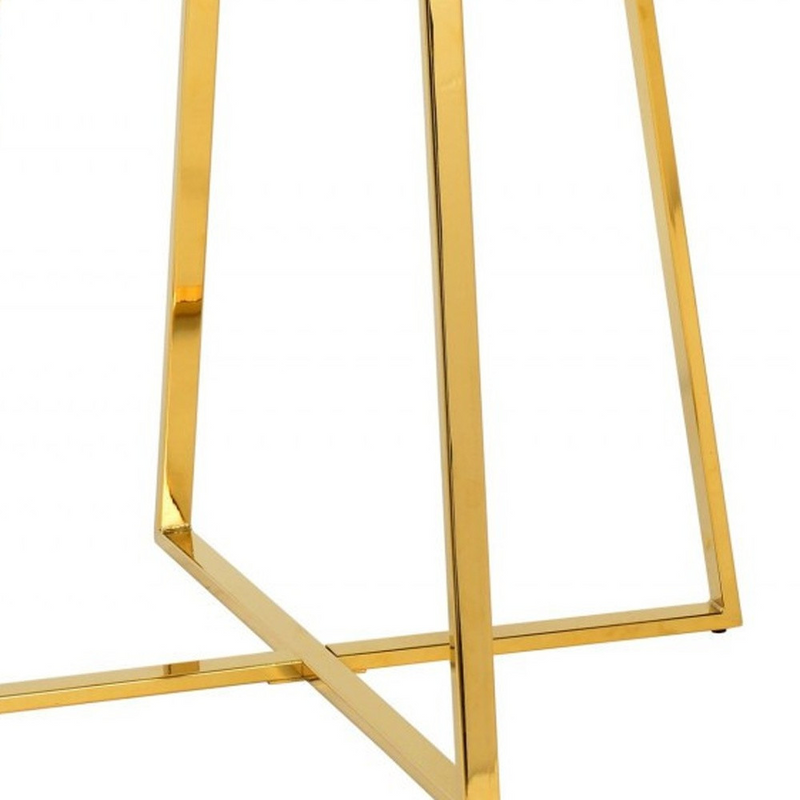 White Faux Marble and Gold Round Dining Table