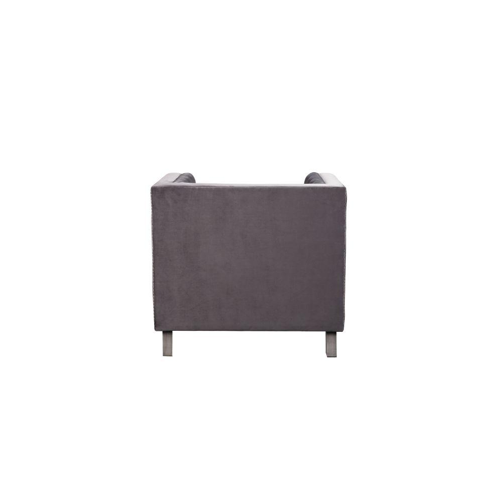 Graybrook Velvet Accent Chair with Button Tufting - Gray