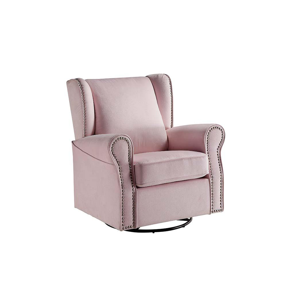 Tamaki Pink Fabric Swivel Chair with Glider