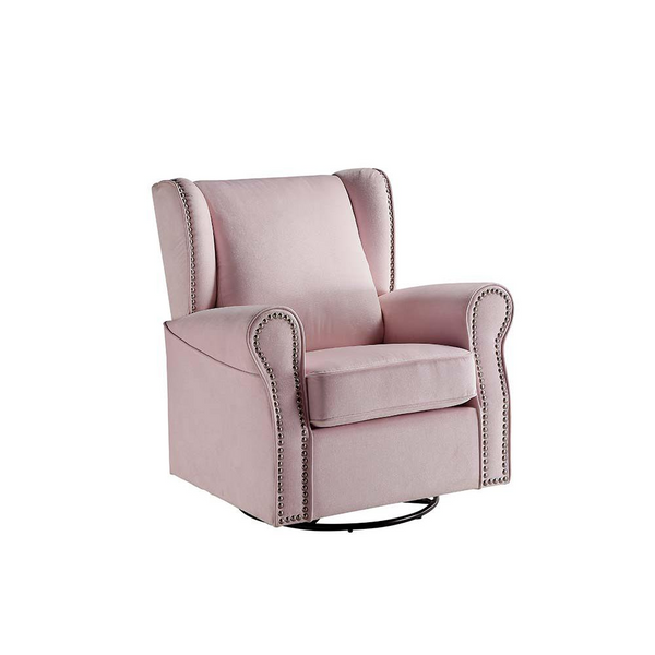 Tamaki Pink Fabric Swivel Chair with Glider