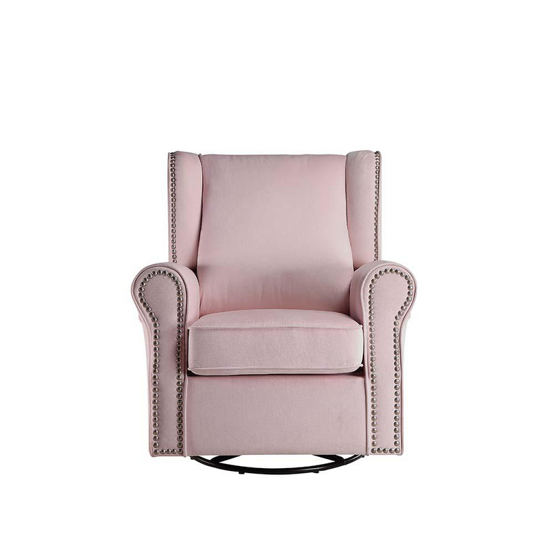 Tamaki Pink Fabric Swivel Chair with Glider