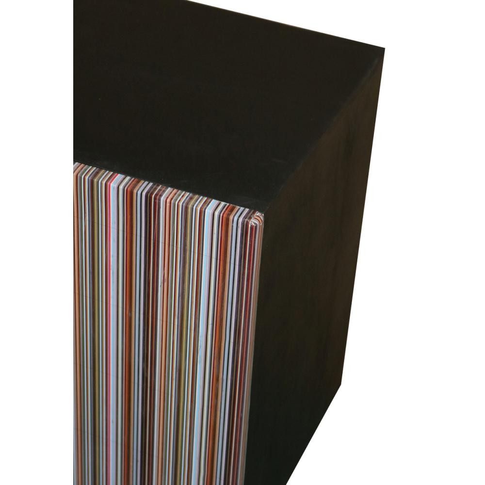 Pinstripe Nightstand |1 Cabinet - Black/Multi