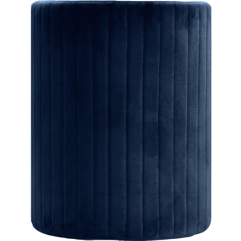 Seager Navy Velvet Round Accent Chair with Ottoman