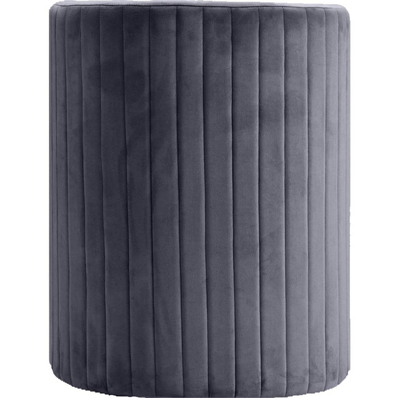 Seager Gray Velvet Round Accent Chair with Ottoman