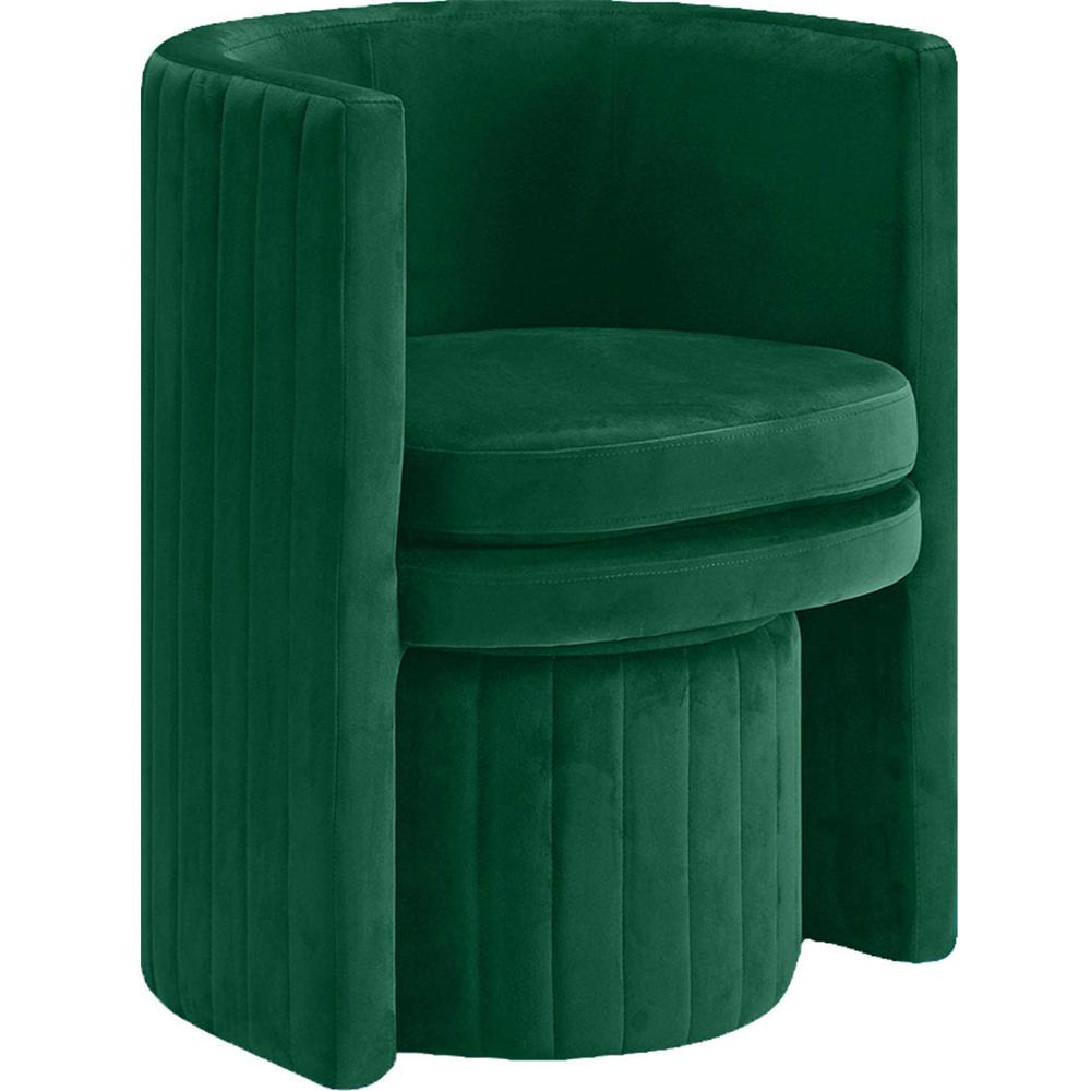 Seager Green Velvet Round Arm Chair with Ottoman