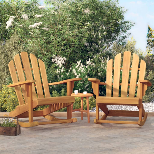 Solid Wood Teak Patio Adirondack Rocking Chair Set