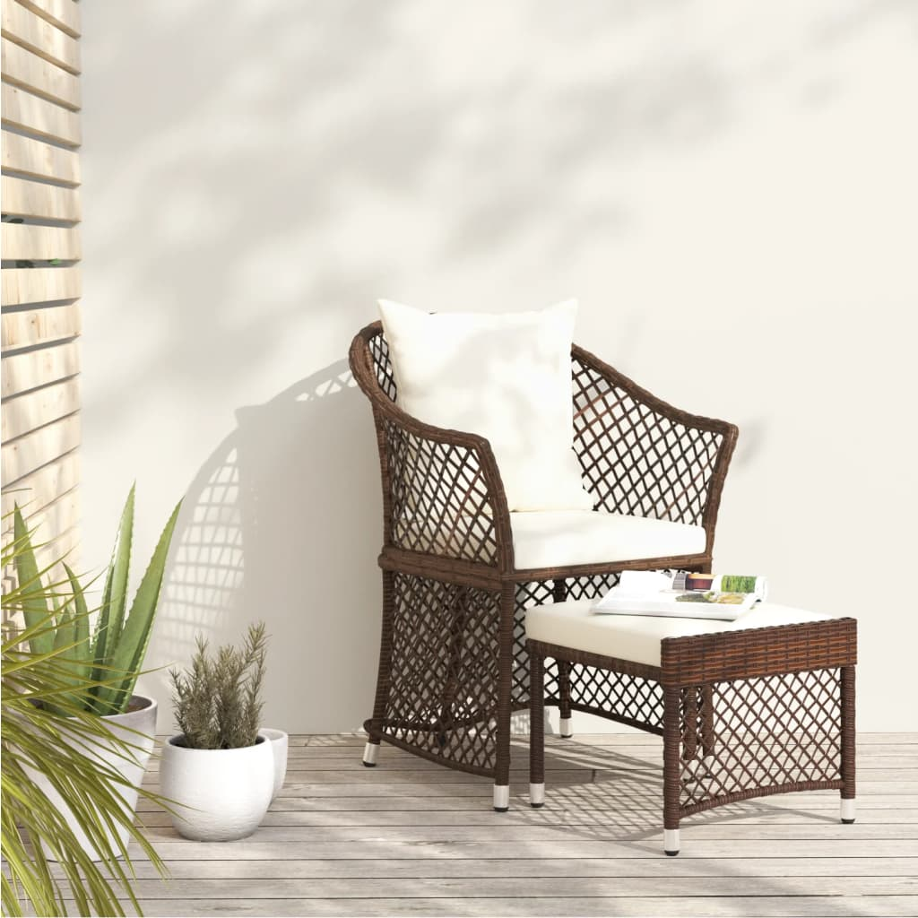 Brown Poly Rattan 2-Pc. Patio Lounge Set with Cushions