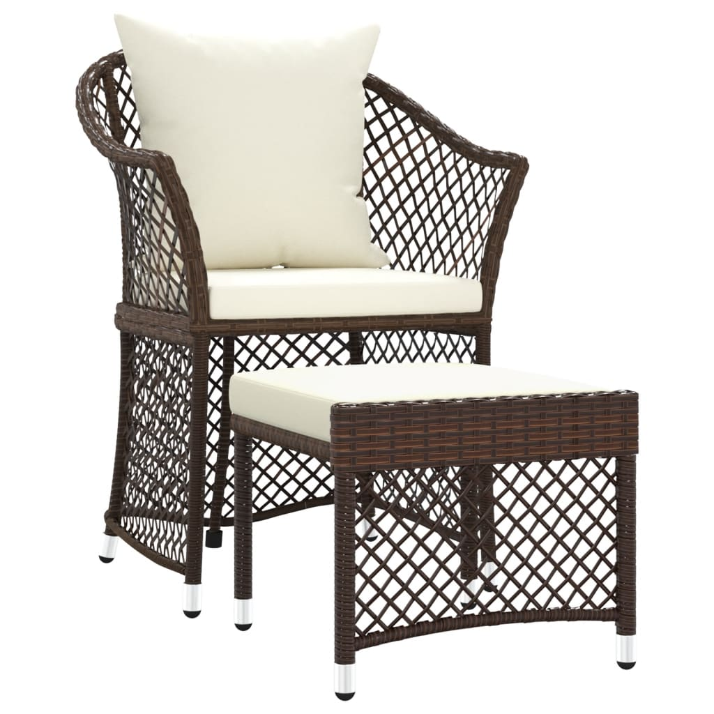 Brown Poly Rattan 2-Pc. Patio Lounge Set with Cushions
