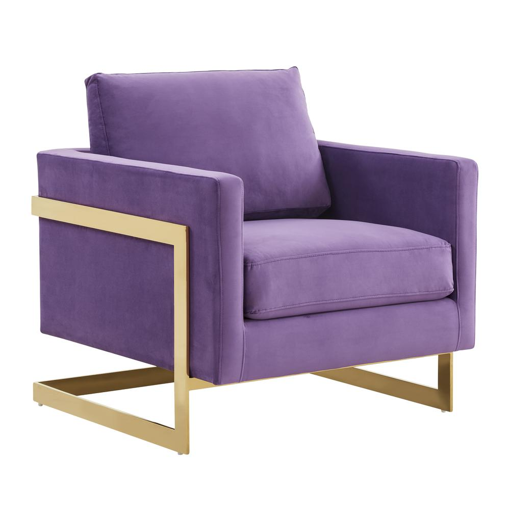 Lincoln Purple Velvet with Gold Frame Armchair