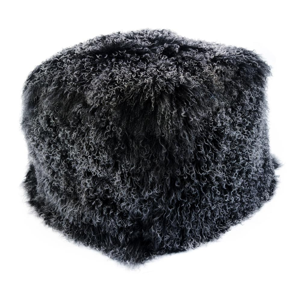 Black Snow Lamb Fur Pouf