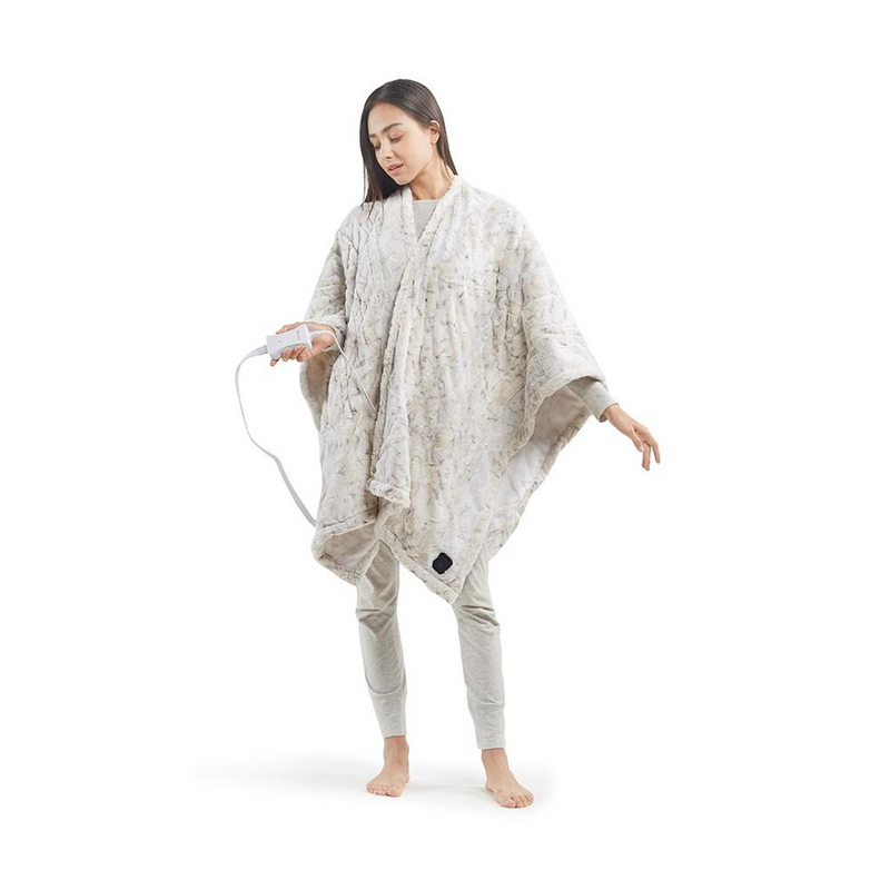 Beautyrest Zuri Ultra Soft Snow Leopard Heated Wrap