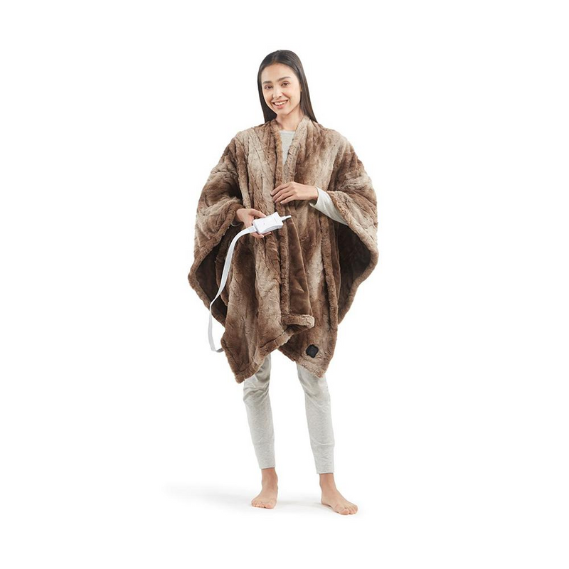 Beautyrest Zuri Chocolate Plush Heated Wrap