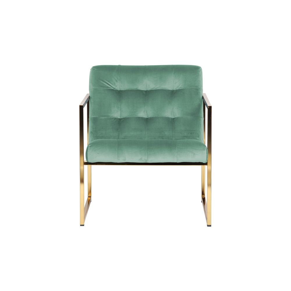 LeisureMod Lexington Tufted Velvet Accent Armchair With Gold Frame LA18BU