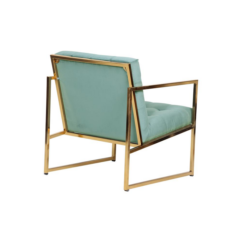LeisureMod Lexington Tufted Velvet Accent Armchair With Gold Frame LA18BU
