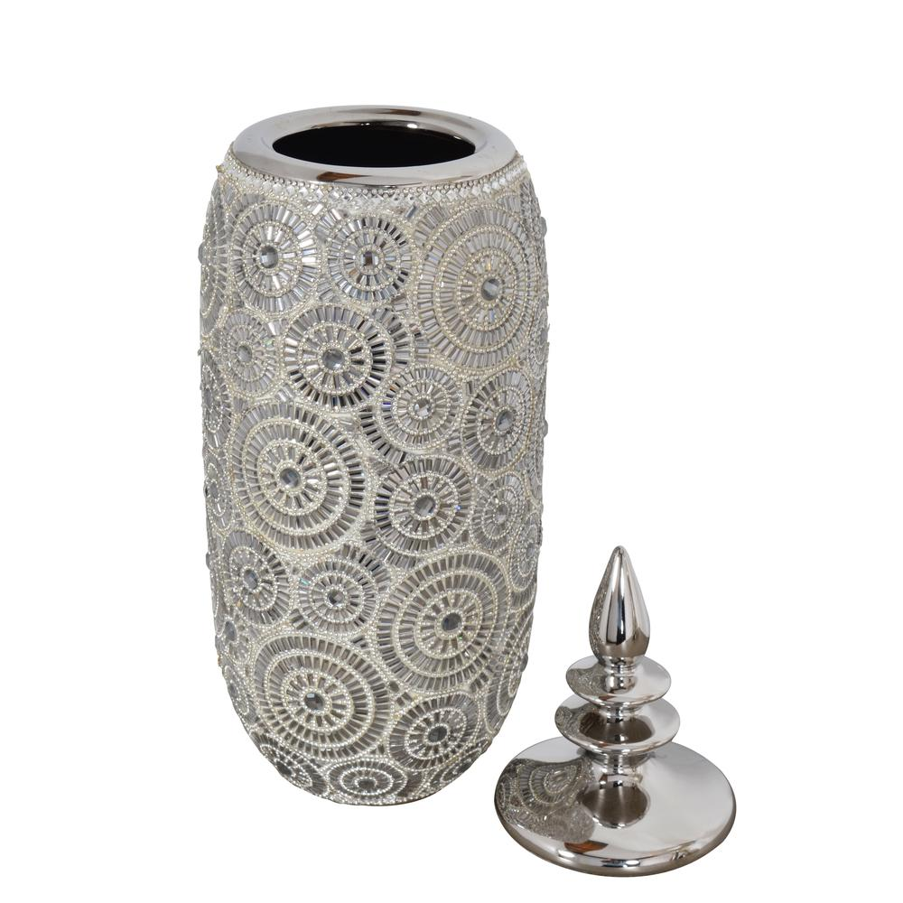 Sterling and Crystal Cylindrical Vase with Lid