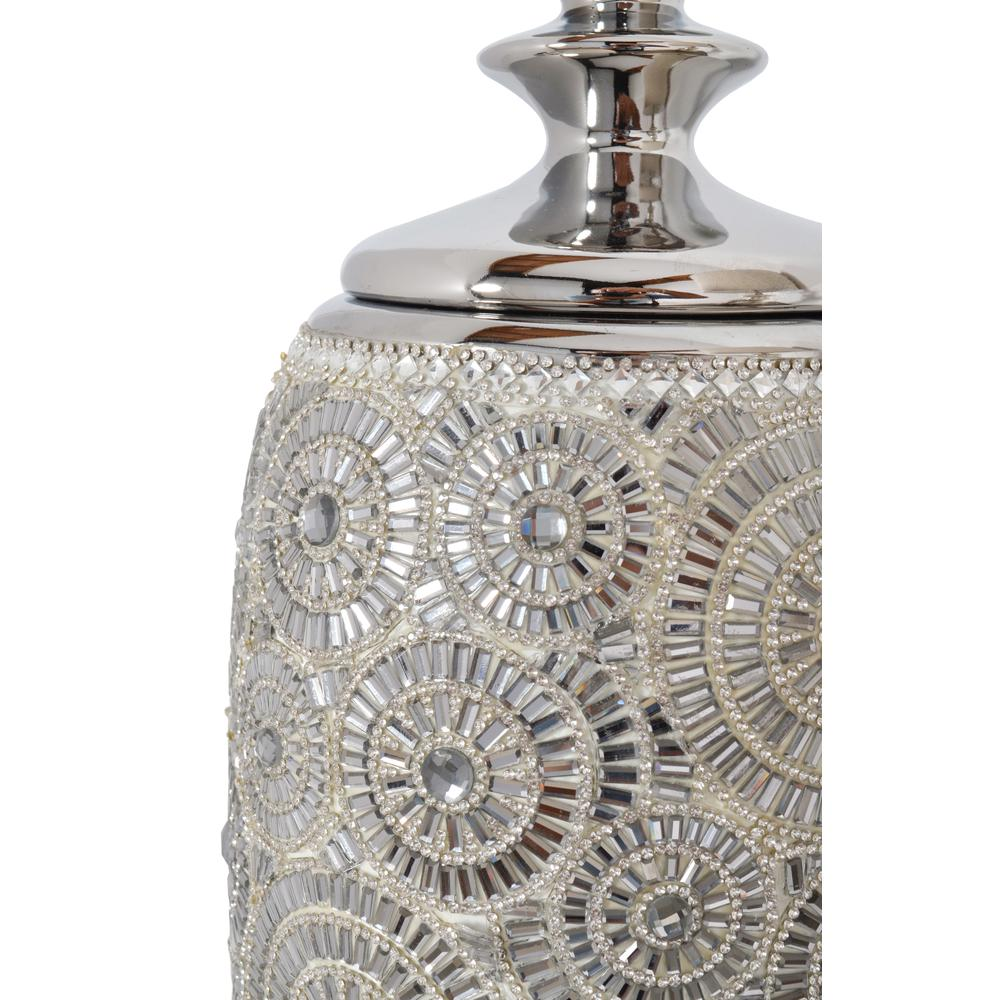 Sterling and Crystal Cylindrical Vase with Lid