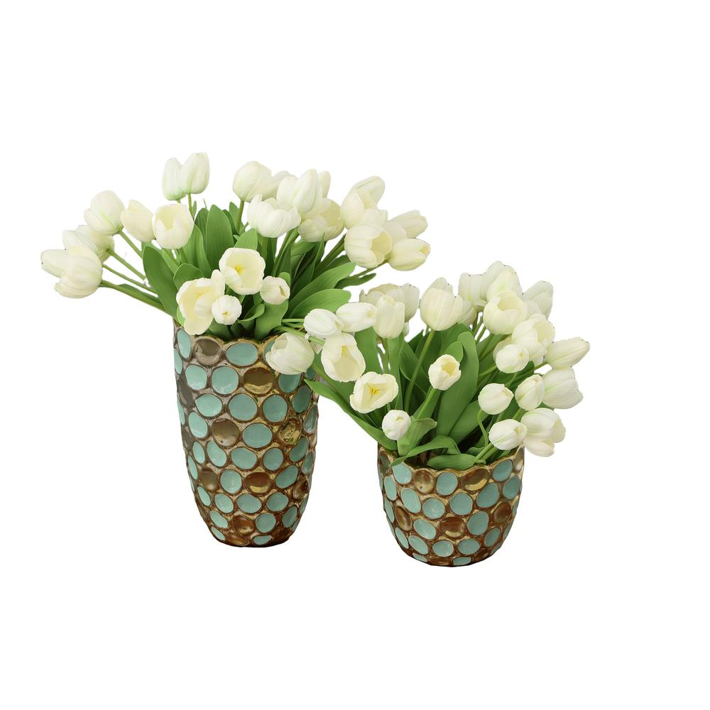 Torquoise and Gold Accent Vases Set of 2