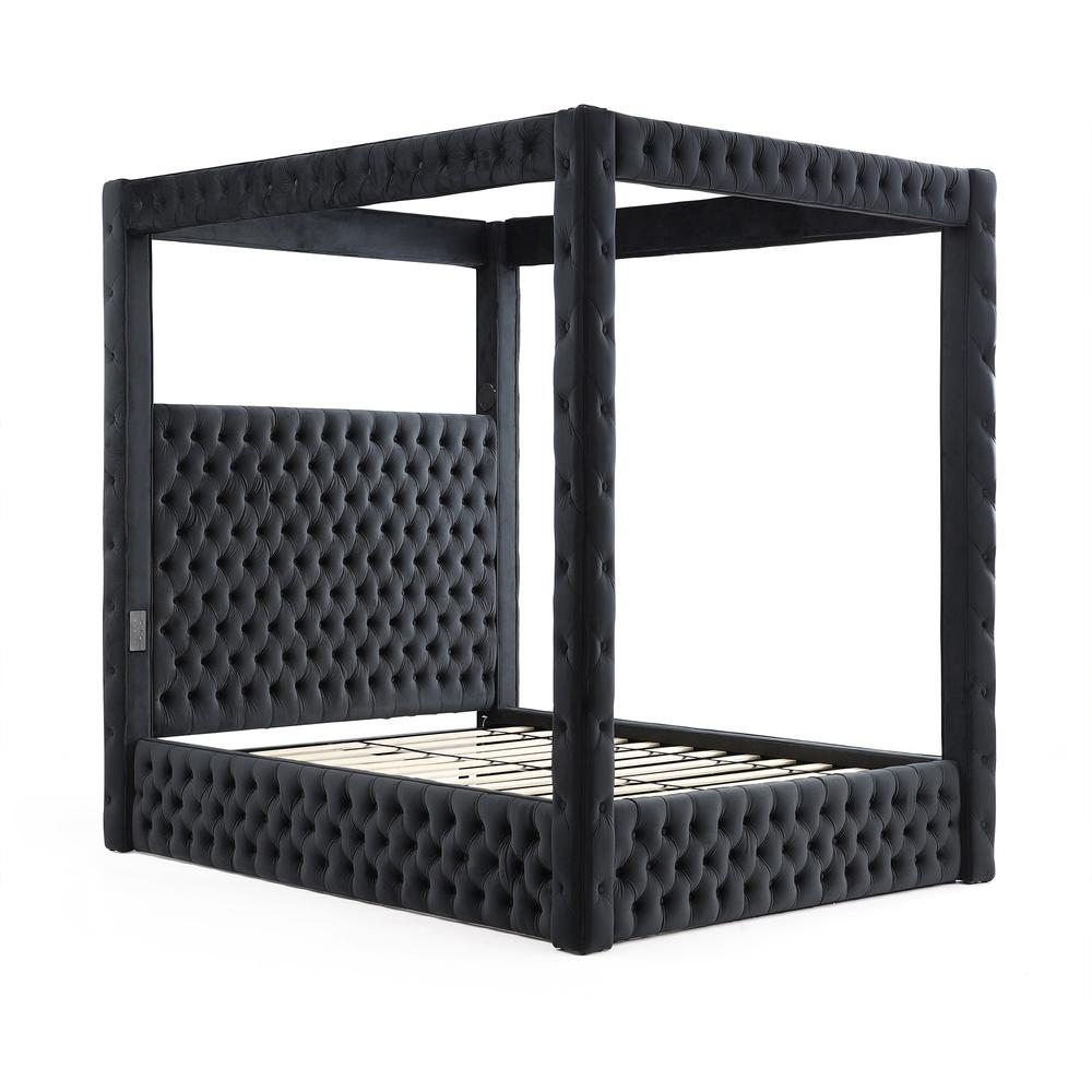 Black DREAM TECHLUXE QUEEN CANOPY BED WITH SPEAKER & USB CONNECTION